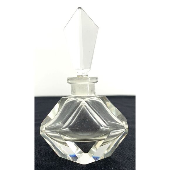 Art Deco Crystal Perfume Bottle 4" Vintage - Picture 1 of 7
